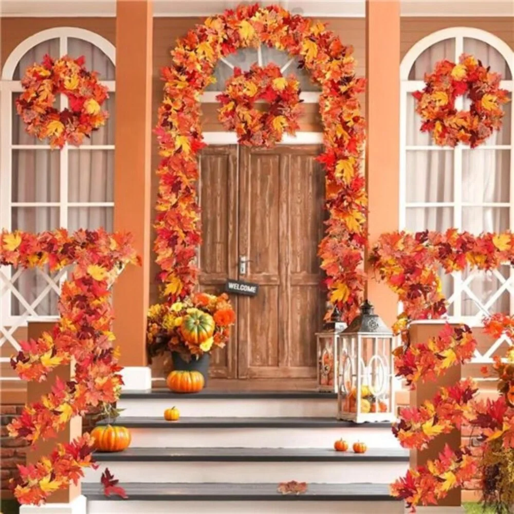 6 Pack 5.8Ft Artificial Maple Leaf Garland - Fall Decor for Home & Thanksgiving